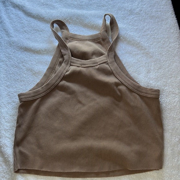 Staple and Hue mocha racer raw edge tan top size medium - Picture 7 of 8